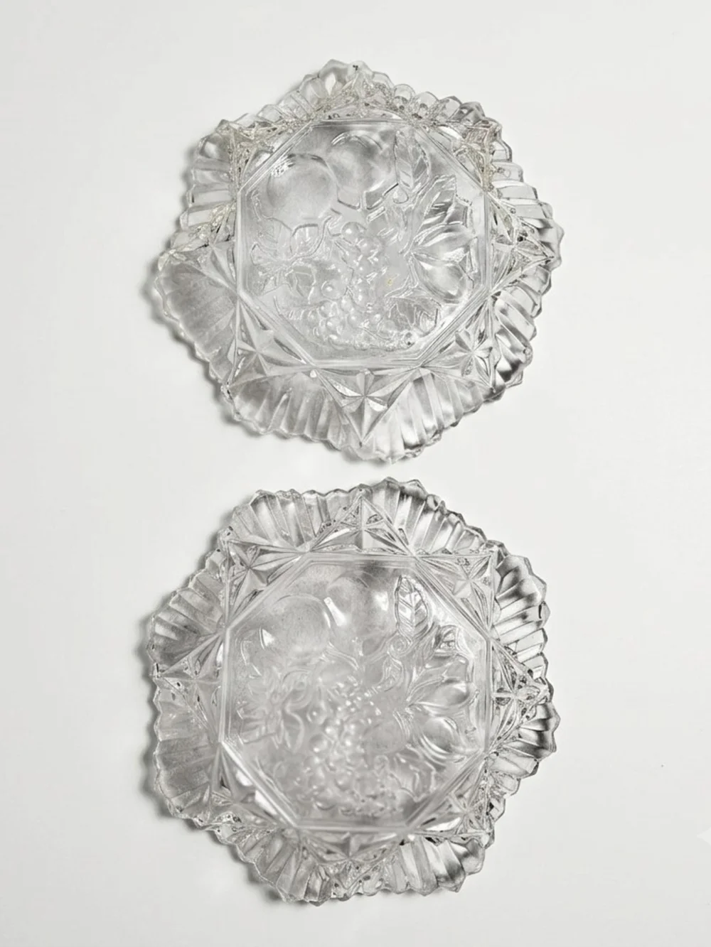 Vintage Clear Pressed Glass Fruit Plates